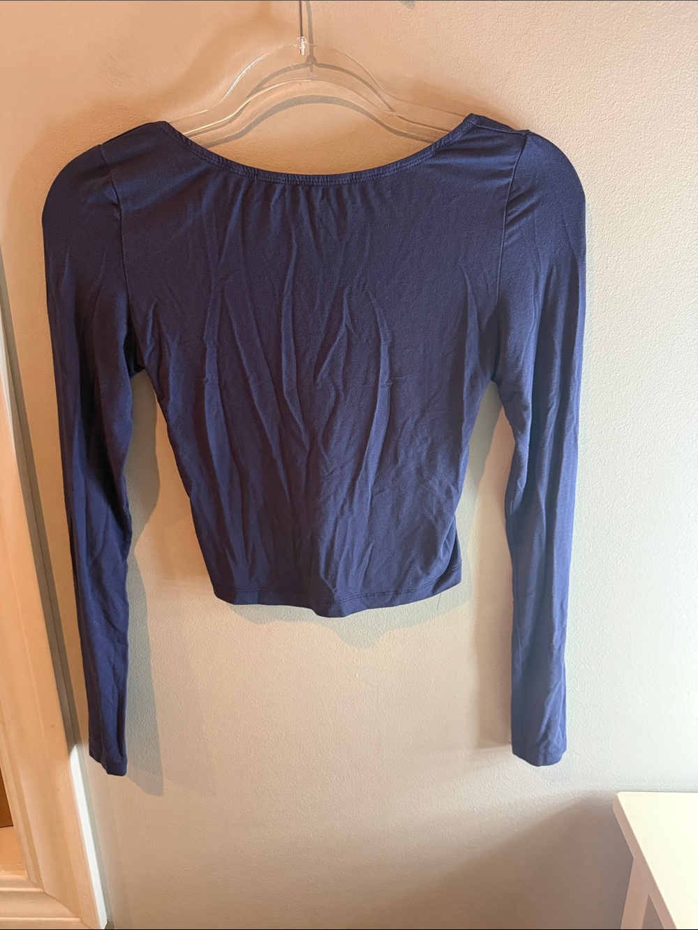 SHEIN Navy Blue Long Sleeve Open Back Top